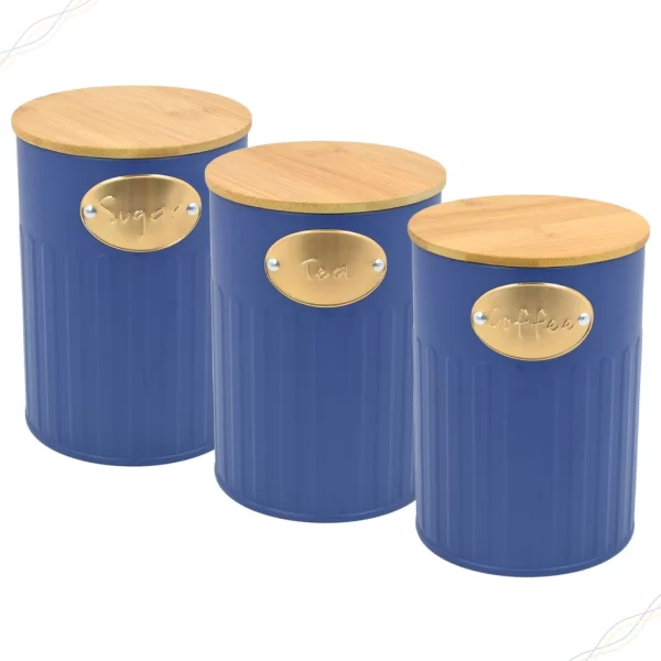 Pote Latas de Mantimento em Metal e Tampa Bambu Decora Cozinha Café 1,3 litros