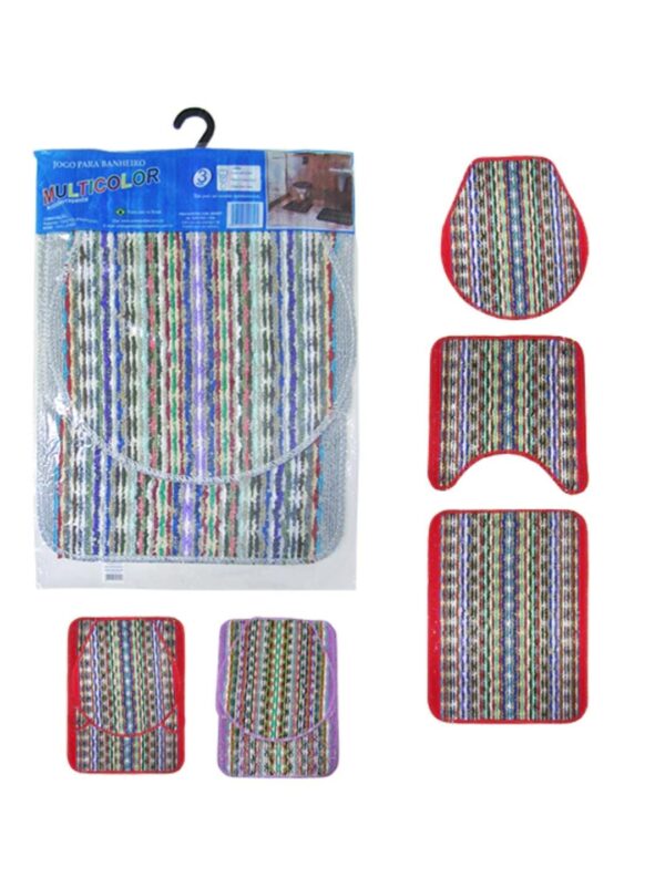 Jogo de tapete para banheiro multicolor antiderrapante com 3 pecas