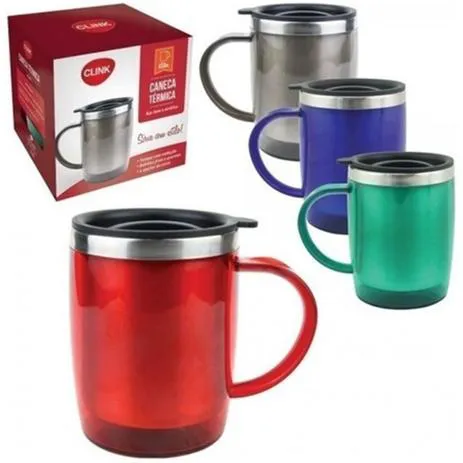 Caneca Térmica Em Aço Inox Tampa Bebidas Quente Frio 450ml - Image 5