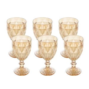 Conjunto Jogos de Taças de Vidro Âmbar Diamond 320 ML 6 peça